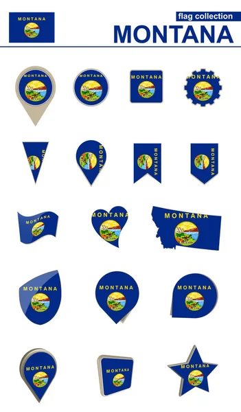 Montana Bandeira Coleção. Conjunto grande para o projeto . —  Vetores de Stock
