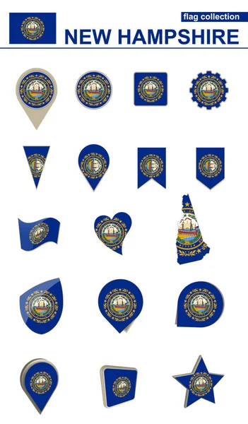 Collezione New Hampshire Flag. Grande set per il design . — Vettoriale Stock