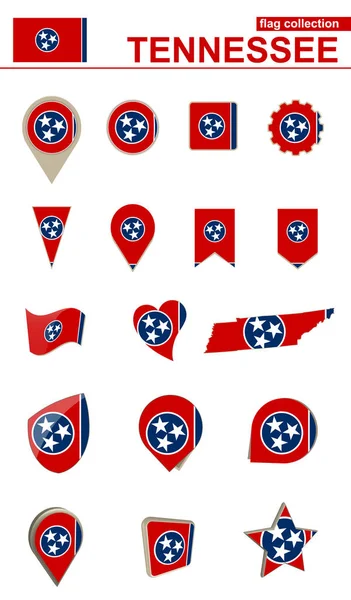 Collection du drapeau du Tennessee. Grand ensemble pour le design . — Image vectorielle