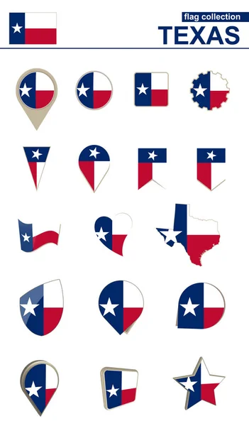 Coleção Bandeira do Texas. Conjunto grande para o projeto . — Vetor de Stock