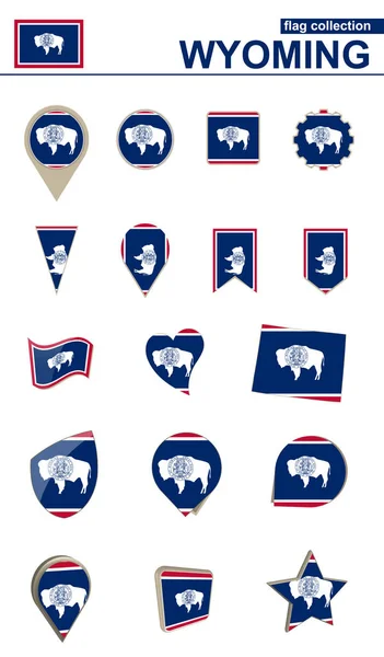 Wyoming Flag Collection. Velká sada pro design. — Stockový vektor