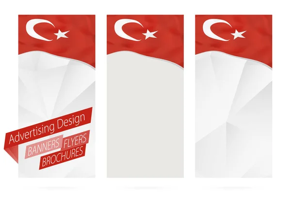 Design, bannery, letáky, brožury s turecká vlajka. — Stockový vektor