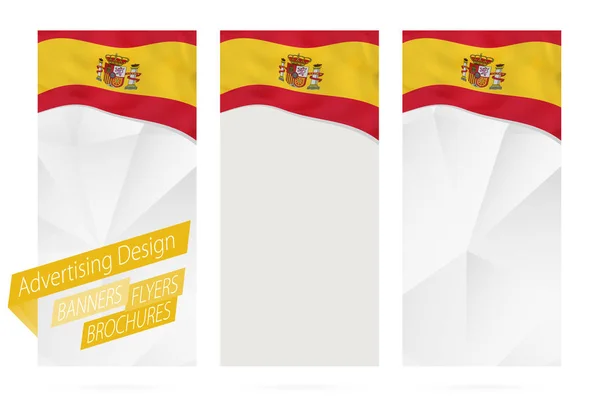 Projeto de bandeiras, folhetos, brochuras com bandeira da Espanha . — Vetor de Stock
