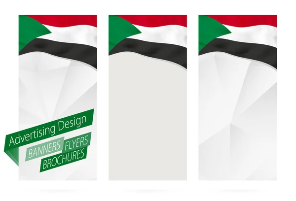 Diseño de pancartas, volantes, folletos con bandera de Sudán . — Archivo Imágenes Vectoriales