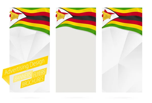 Projeto de bandeiras, folhetos, brochuras com bandeira do Zimbabué . —  Vetores de Stock