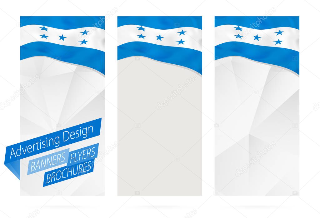 Design of banners, flyers, brochures with flag of Honduras. 