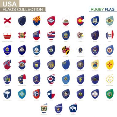 Bize devletlerin bayrakları koleksiyonu. Rugby bayrağı ayarlanmış.
