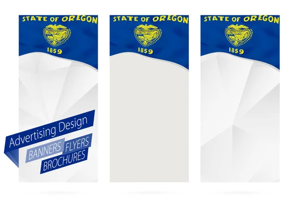 Design of banners, flyers, brochures with Oregon State Flag. — Stock Vector