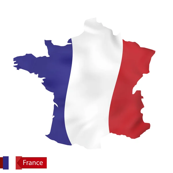 Mapa de Francia con la bandera de Francia . — Vector de stock