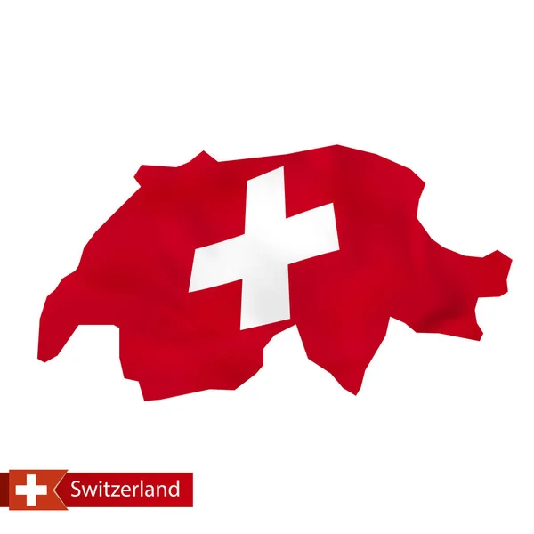 Svájc Térkép-val integetett zászló, Svájc. — Stock Vector