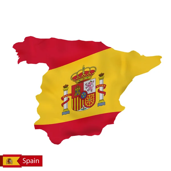 Spain map with waving flag of Spain. — Stock Vector