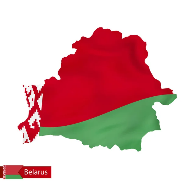 Карта Беларуси с размахиванием флагом Беларуси . — стоковый вектор