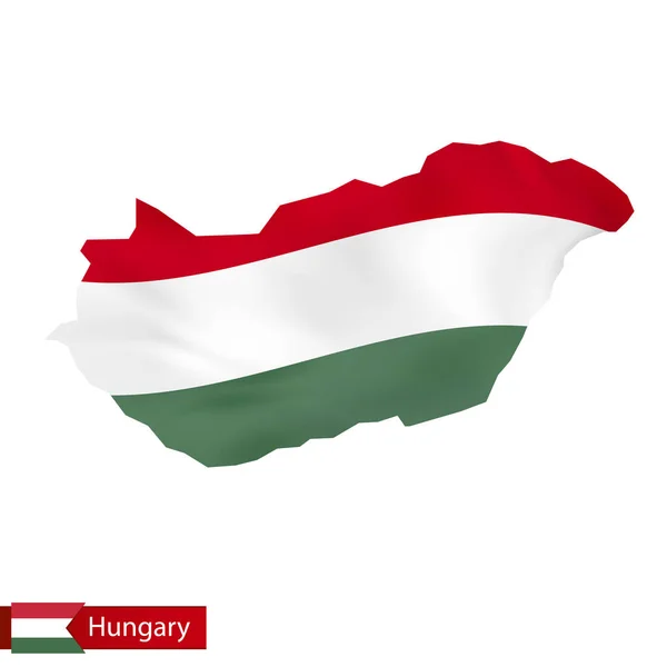 Hungría mapa con la bandera de Hungría . — Vector de stock