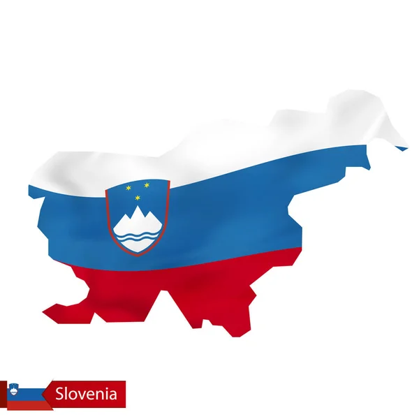 Slovenia map with waving flag of Slovenia. — Stock Vector