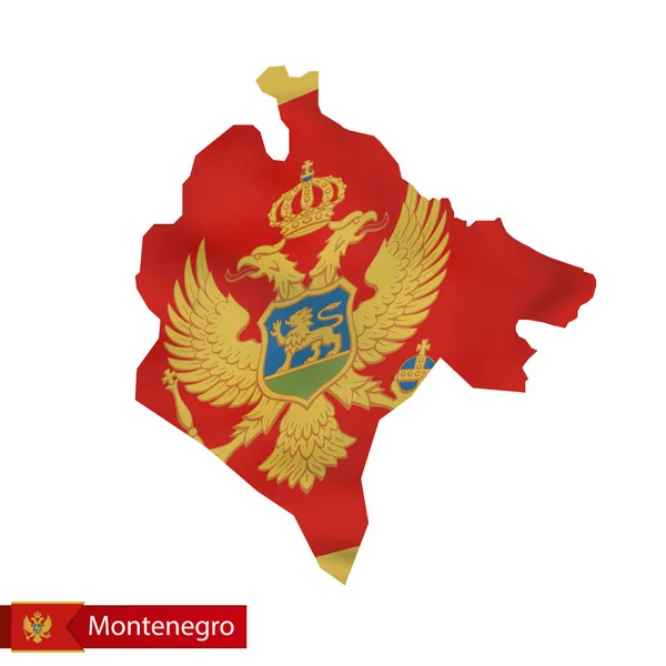 Montenegro mapa com a bandeira acenando de Montenegro . — Vetor de Stock