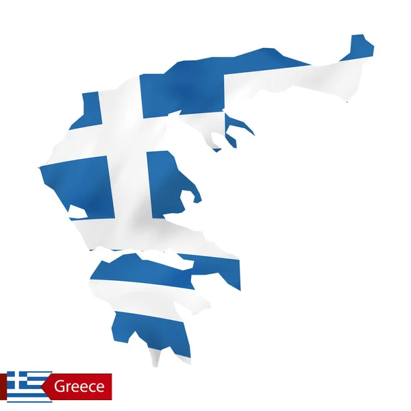 Grekland karta med viftande flagga Grekland. — Stock vektor