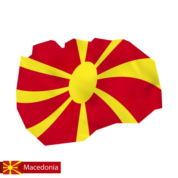 Makedonya Cumhuriyeti bayrağı sallayarak ile Makedonya Haritası. — Stok Vektör
