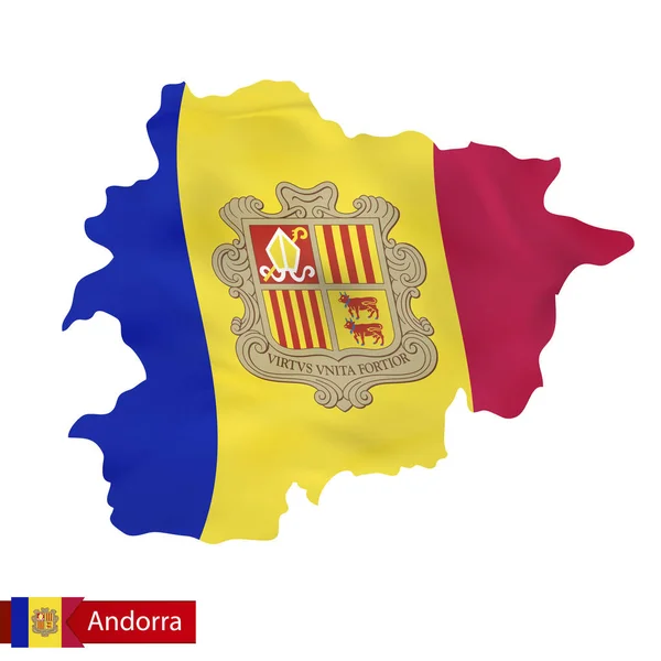 Andorra map with waving flag of Andorra. — Stock Vector