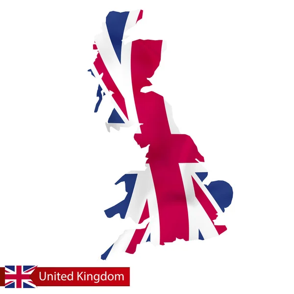 Reino Unido mapa com bandeira ondulada do Reino Unido . —  Vetores de Stock
