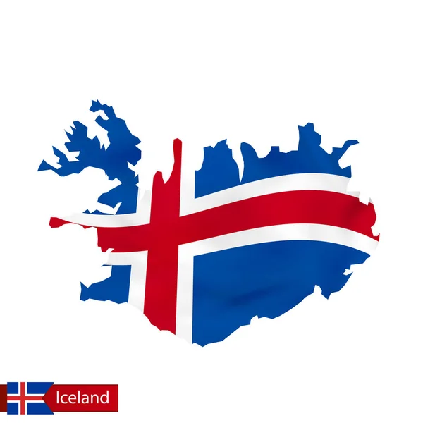 アイスランドの旗を振ってアイスランド マップ. — ストックベクタ