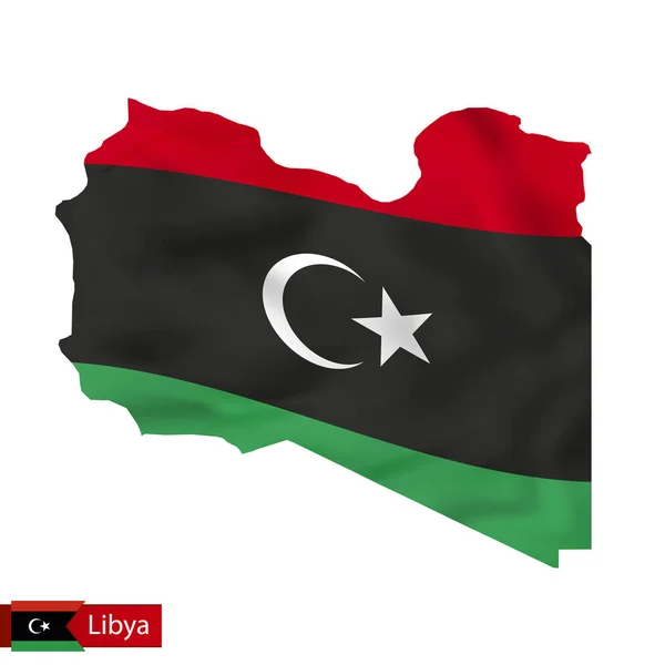 Integetett zászló ország Líbia Térkép. — Stock Vector