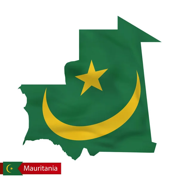 Mauritánie mapa s mávat vlajkou země. — Stockový vektor