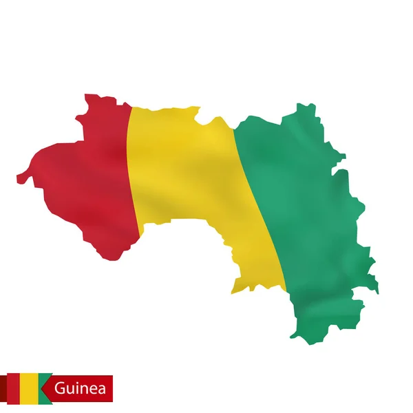 挥舞着国旗的国家几内亚地图. — 图库矢量图片