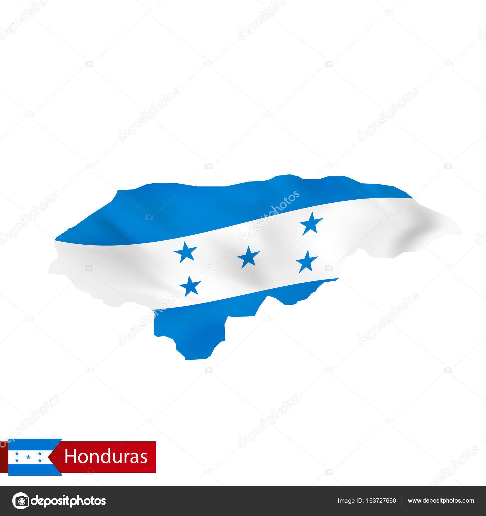 ©boldg　ストックベクター　163727660　国の旗を振ってホンジュラス地図.　—