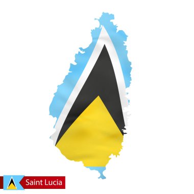 Ülke bayrağı sallayarak ile Saint Lucia Haritası. 