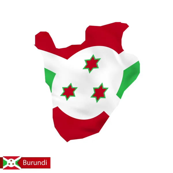 Burundi kaart met wuivende vlag van land. — Stockvector