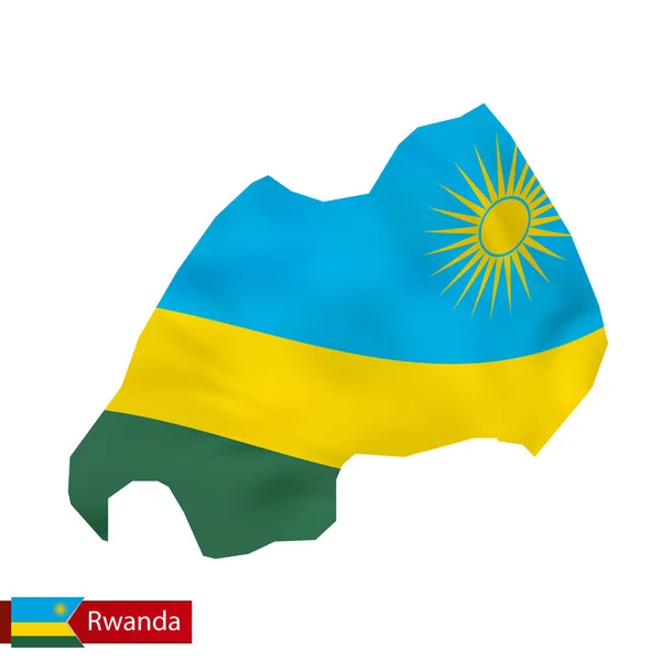 Χάρτης Ρουάντα με κουνώντας τη σημαία της χώρας. — Διανυσματικό Αρχείο