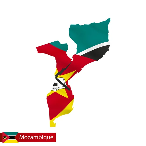 Μοζαμβίκη Χάρτης με κουνώντας τη σημαία της χώρας. — Διανυσματικό Αρχείο