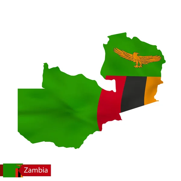 Zambia mappa con bandiera sventolante del paese . — Vettoriale Stock