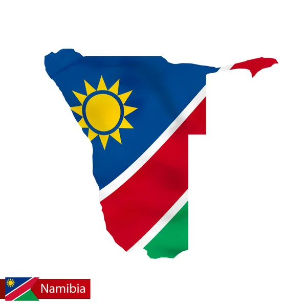 Namibia mapa con bandera ondeante del país . — Archivo Imágenes Vectoriales