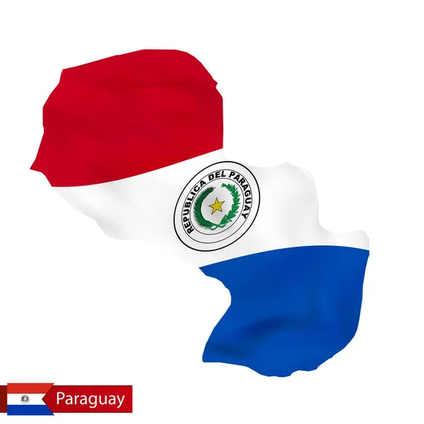 Landkarte Paraguays mit schwenkender Flagge. — Stockvektor