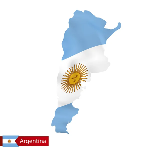 Argentinien Karte mit schwenkender Flagge. — Stockvektor