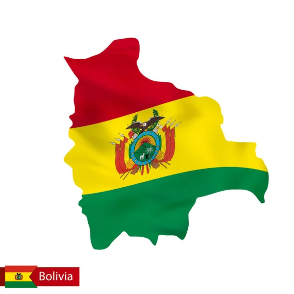 ボリビアの地図の国の旗を振って. — ストックベクタ
