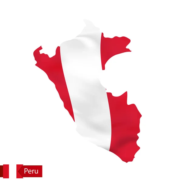 Peru-Karte mit schwenkender Flagge. — Stockvektor