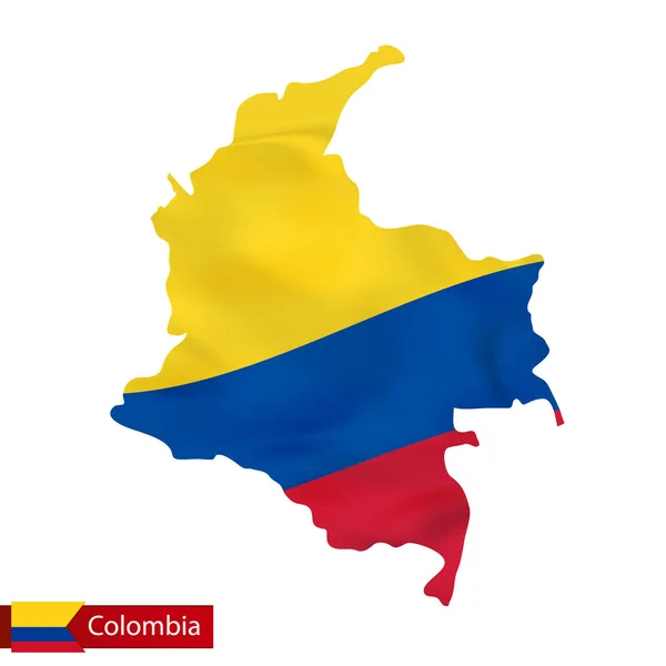 Colombia karta med viftande flagga land. — Stock vektor