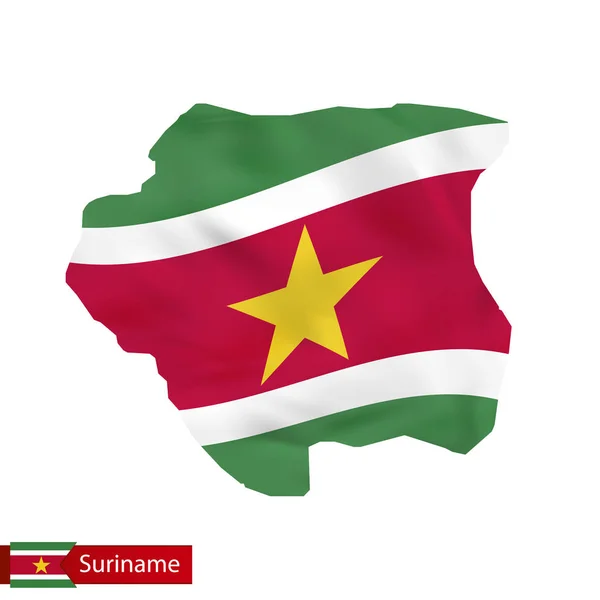 Surinam mapa s mávat vlajkou země. — Stockový vektor