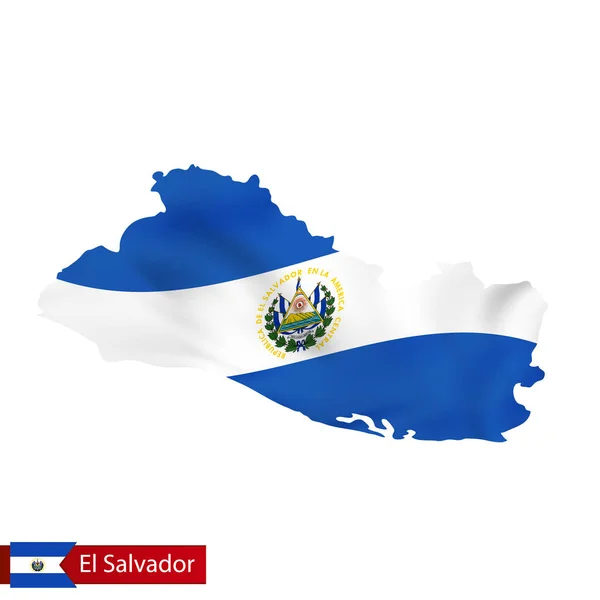 El Salvador map with waving flag of country. — Stock Vector