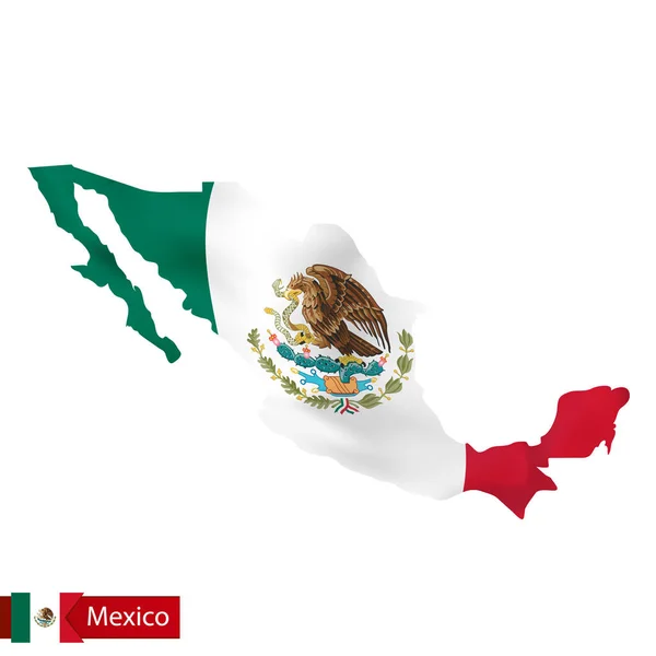 Mapa de México con bandera ondeante del país . — Archivo Imágenes Vectoriales