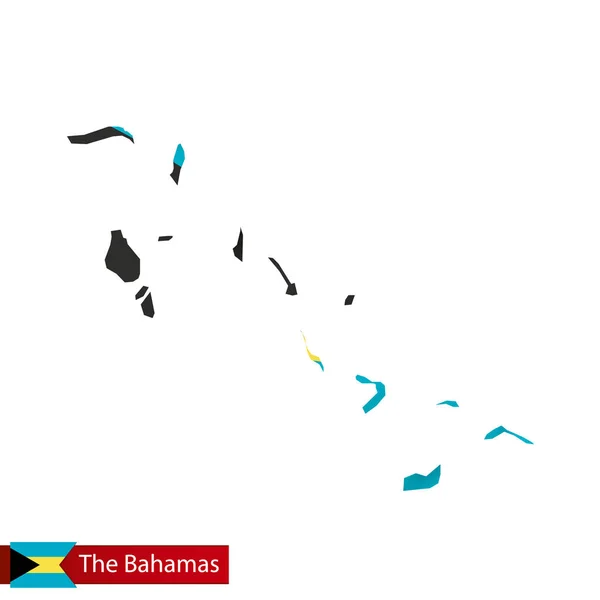 El Mapa de Bahamas con la bandera ondeante del país . — Vector de stock