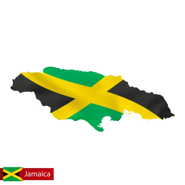 Jamaica mapa com bandeira acenando do país . — Vetor de Stock