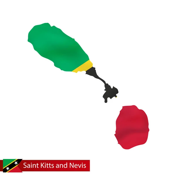 Mapa de Saint Kitts y Nevis con bandera del país . — Vector de stock