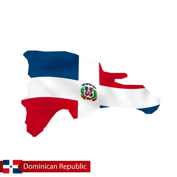 Mapa de República Dominicana con bandera ondeante del país . — Archivo Imágenes Vectoriales