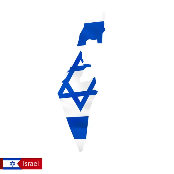 Israele mappa con la bandiera sventolata del paese . — Vettoriale Stock