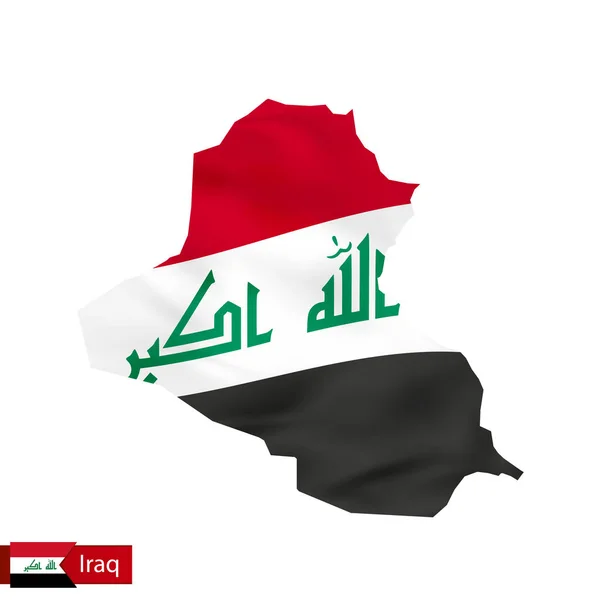 Irak kaart met wuivende vlag van land. — Stockvector