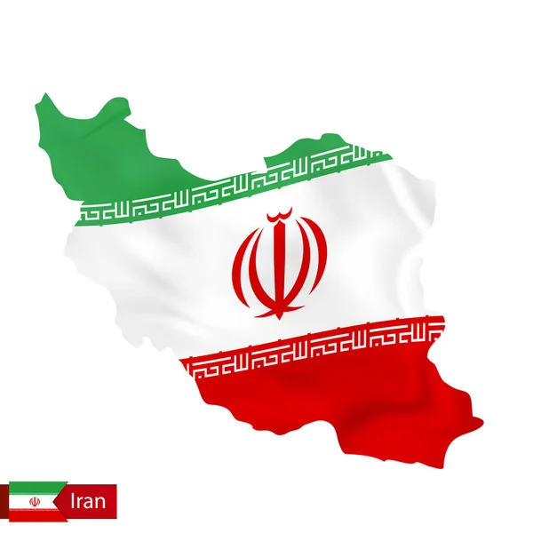 Mapa de Irán con bandera ondeante del país . — Archivo Imágenes Vectoriales