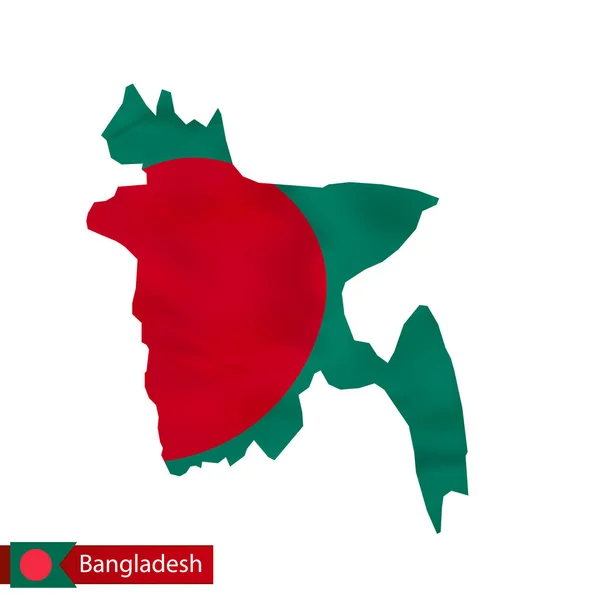 Карта Бангладеш с размахивающим флагом страны . — стоковый вектор